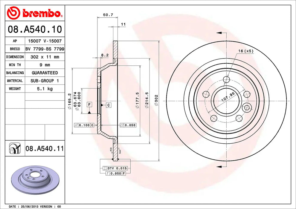 Disco Verniciato Brembo 08.A540.11 Prime Line
