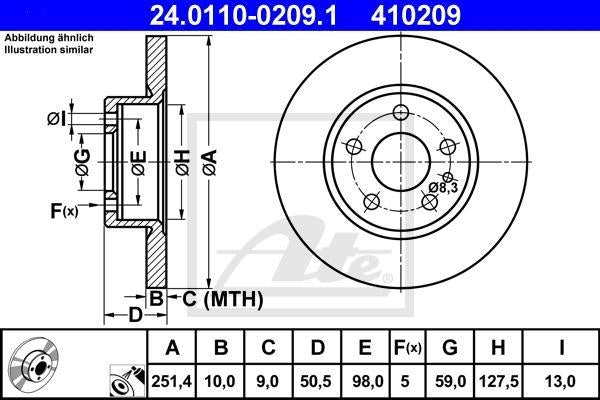 DISCHI FRENO ATE 410209 - APPLICABILITA' ALFA ROMEO, FIAT, LANCIA.