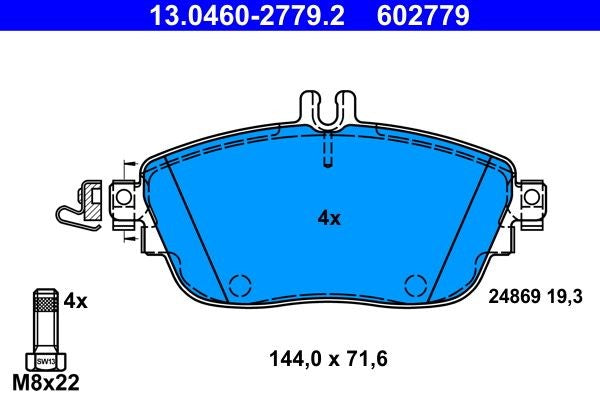 PASTIGLIA FRENO ATE 602779 - APPLICABILITA' MERCEDES.