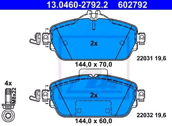 PASTIGLIA FRENO ATE 602792 - APPLICABILITA' MERCEDES.
