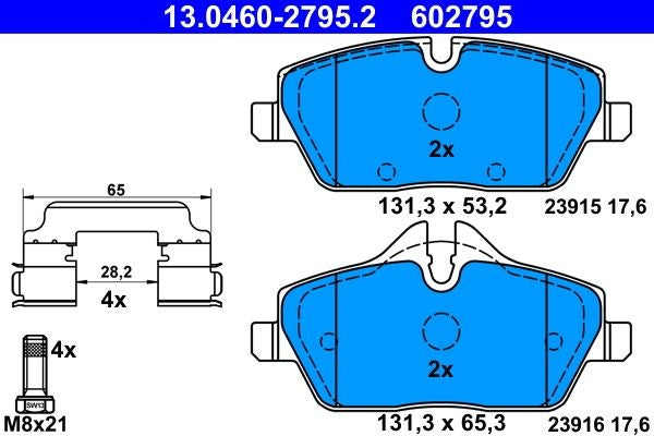 PASTIGLIA FRENO ATE 602795 - APPLICABILITA' MINI, BMW.