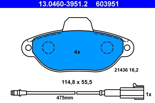 PASTIGLIA FRENO ATE 603951 - APPLICABILITA' FIAT, LANCIA.
