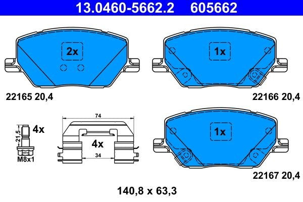PASTIGLIA FRENO ATE 605662 - APPLICABILITA' FIAT, ALFA ROMEO, JEEP.