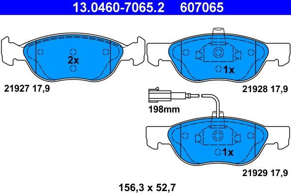 PASTIGLIA FRENO ATE 607065 - APPLICABILITA' FIAT, LANCIA.