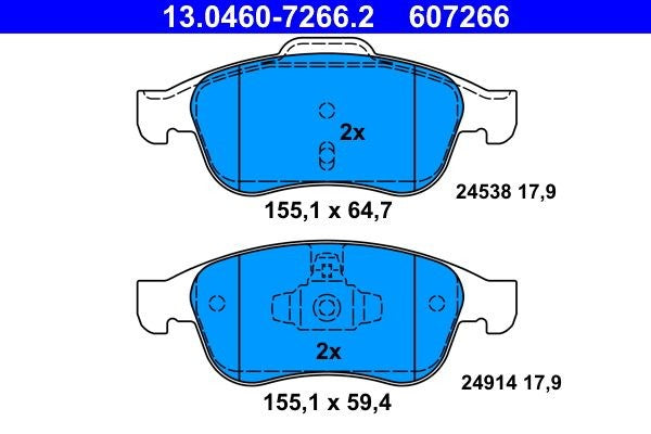 PASTIGLIA FRENO ATE 607266 - APPLICABILITA' DACIA, RENAULT.