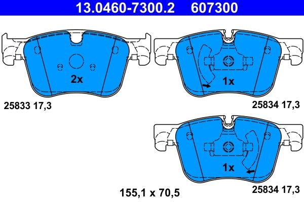 PASTIGLIA FRENO ATE 607300 - APPLICABILITA' PEUGEOT, CITROEN.