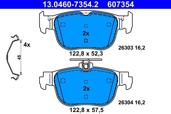 PASTIGLIA FRENO ATE 607354 - APPLICABILITA' AUDI, SEAT, SKODA, VW, CUPRA.