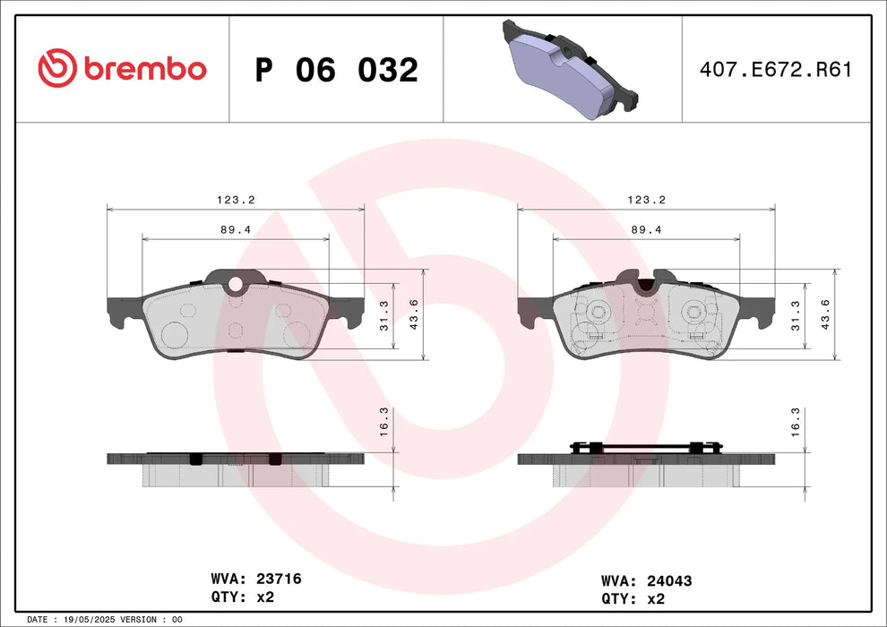 Pastiglia Brembo P 06 032 Prime Line
