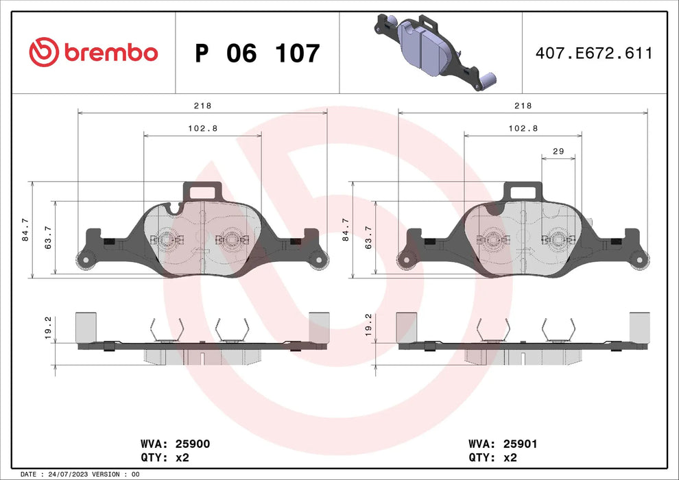Pastiglia Brembo P 06 107 Prime Line