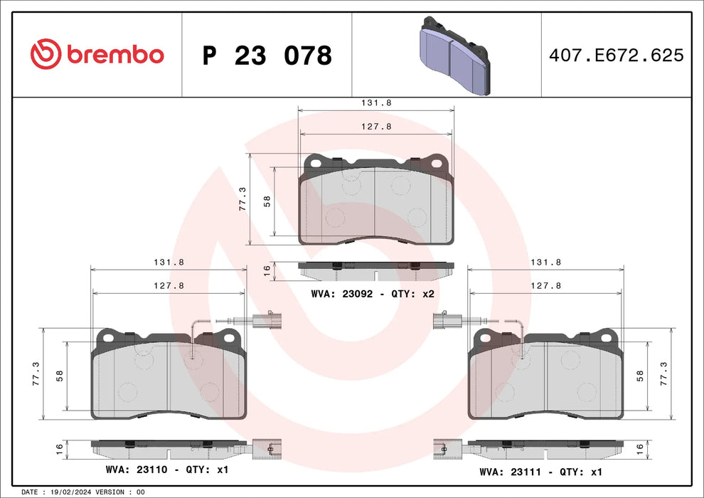 Pastiglia Brembo P 23 078 Prime Line