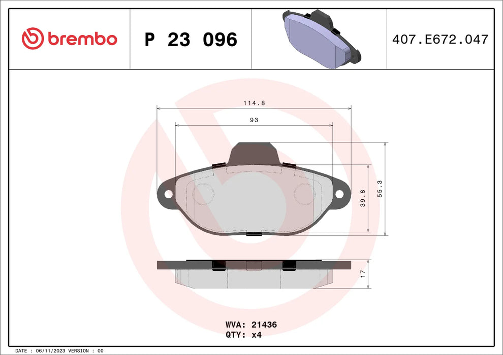 Pastiglia Brembo P 23 096 Prime Line