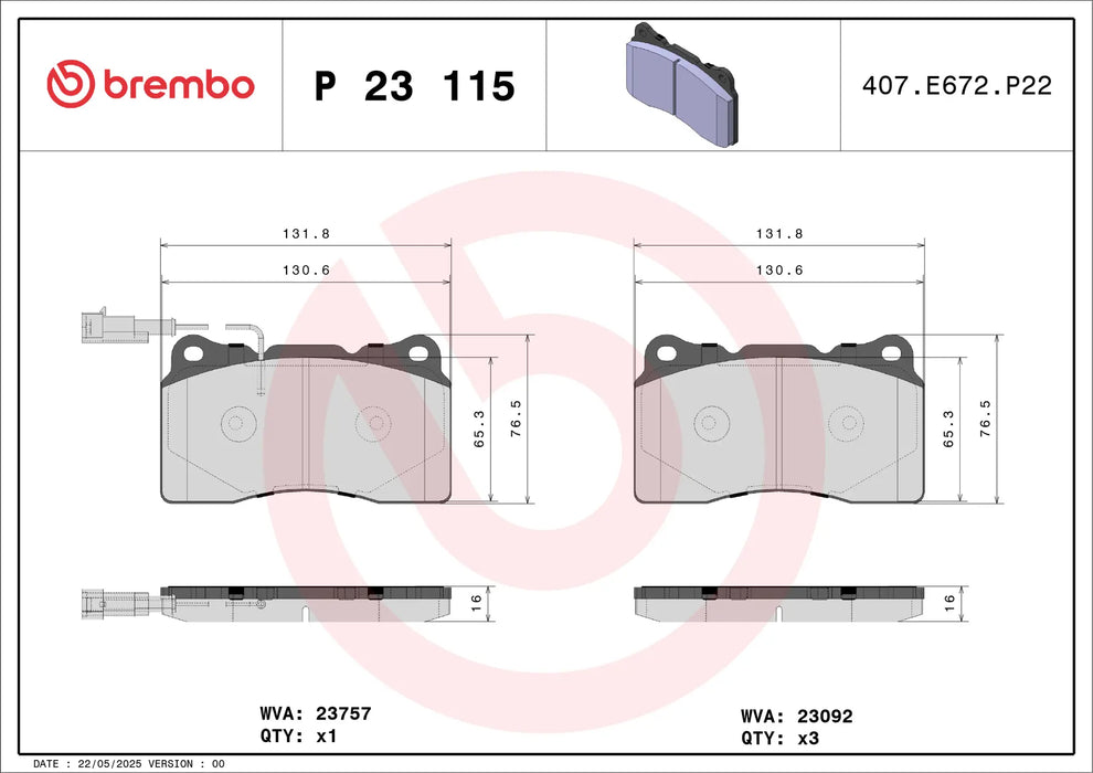 Pastiglia Brembo P 23 115 Prime Line