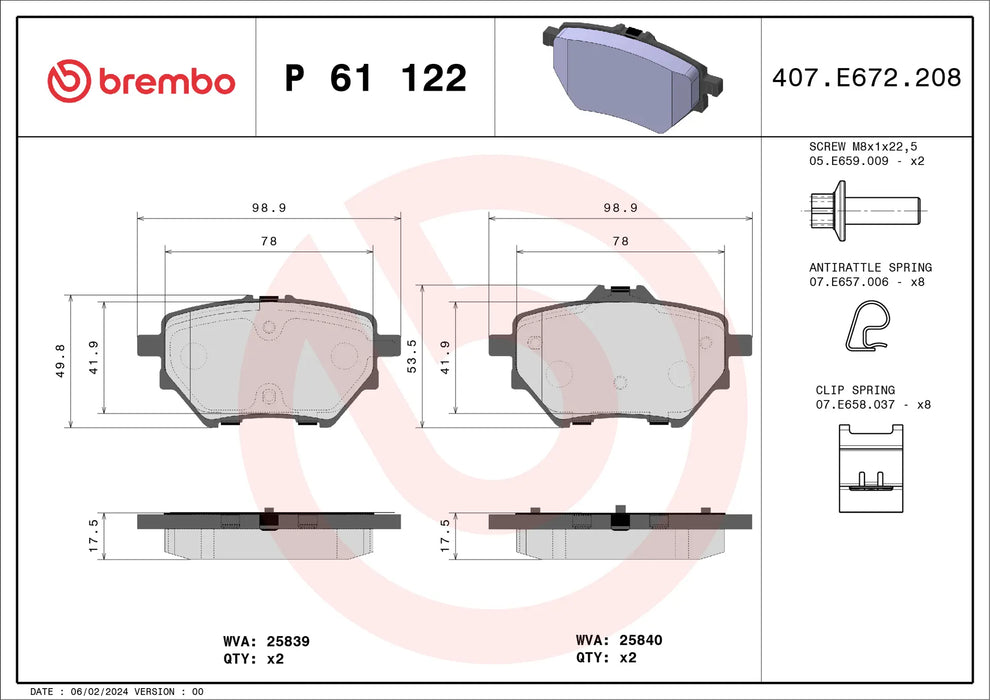 Pastiglia Brembo P 61 122 Prime Line
